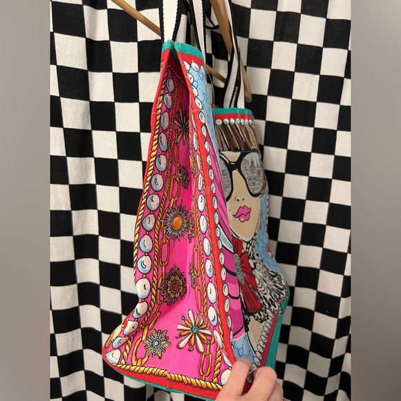 NWT Brighton Sparkle and Shine Tote Bag Canvas Glam Peace Love Shopping Carryall - Picture 10 of 10